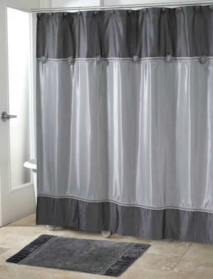 cortina para banheiro - cortina cinza simples 