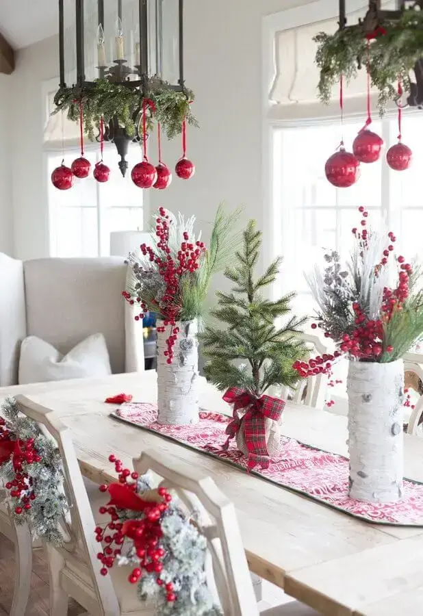 decoração de mesa natalina simples Foto Pinterest