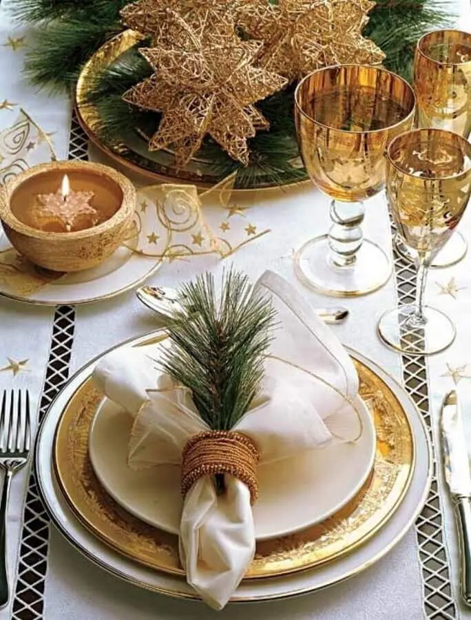 decoração mesa réveillon sofisticada Foto Pinterest