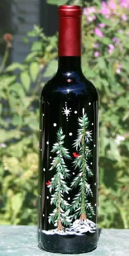 decoração natalina com garrafa personalizada Foto Grzero