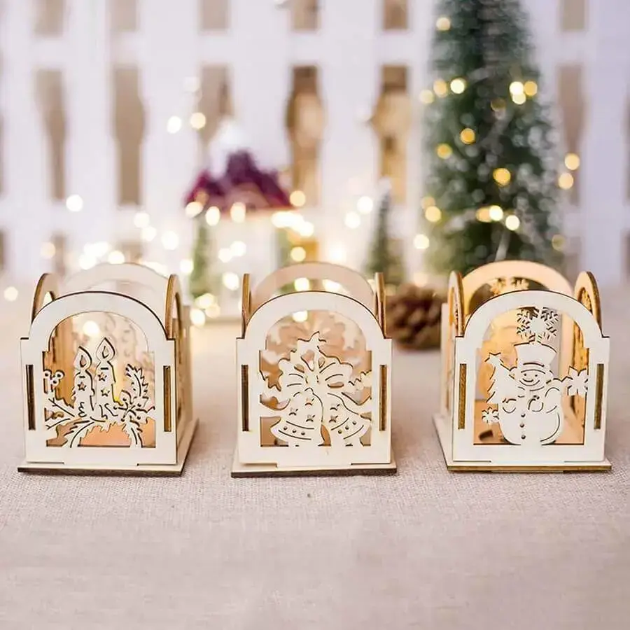 decoração natalina para casas com caixinhas de madeira personalizadas Foto Pinterest