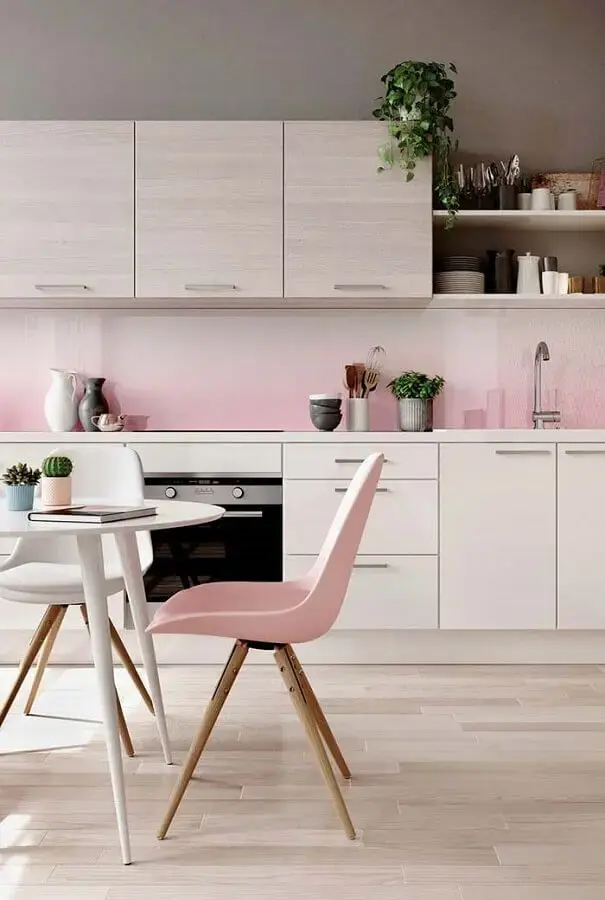 decoração para cozinha rosa pastel Foto Ideias Decor