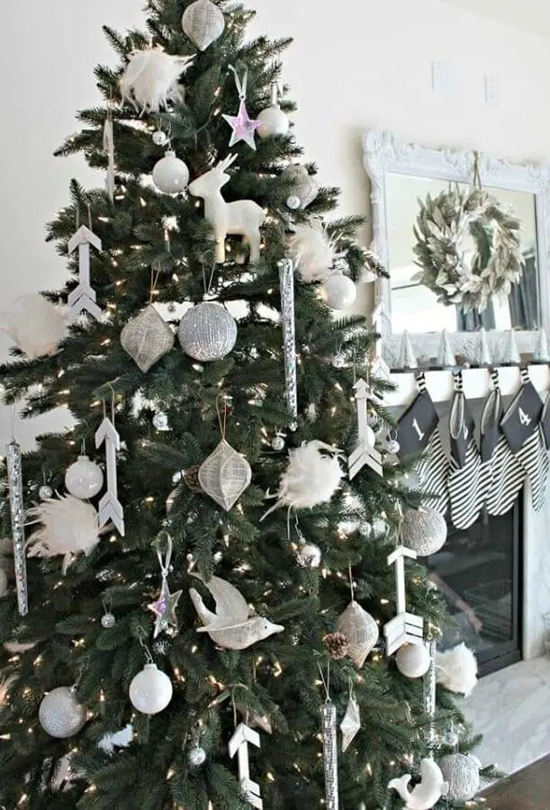 decoração prata com enfeites para árvore de natal Foto Ideias Decor