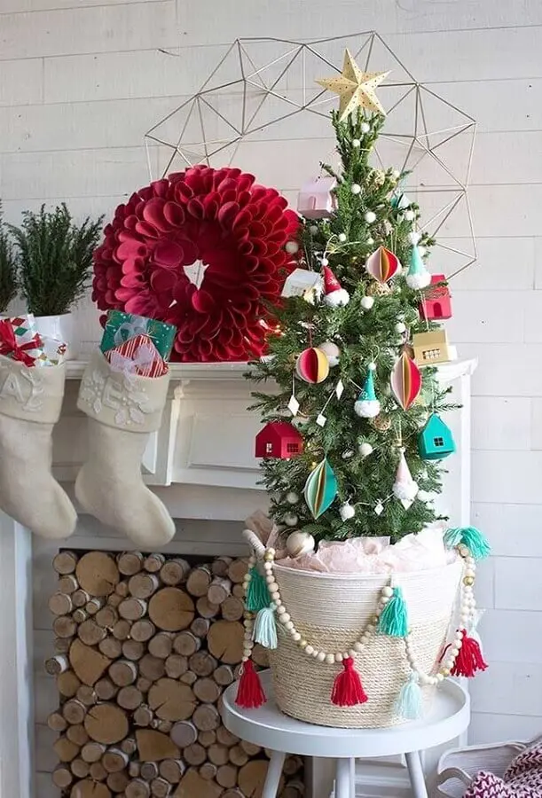 enfeites para árvore de natal pequena e colorida Foto Pinterest
