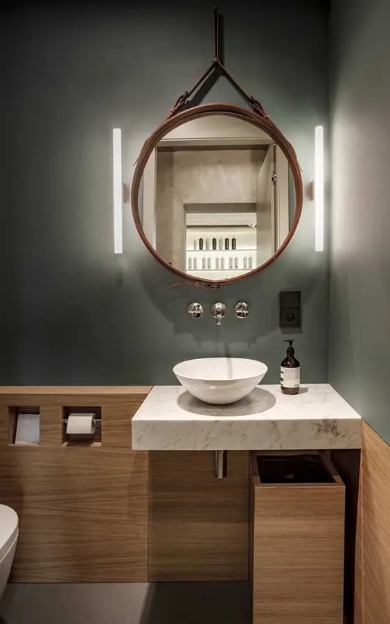 espelho adnet - banheiro com bancada de mármore 
