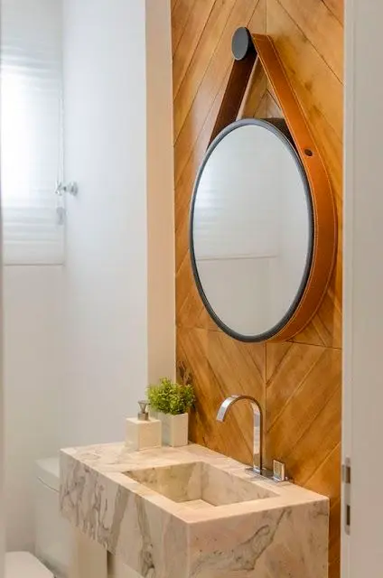 espelho adnet - banheiro com pia de mármore 