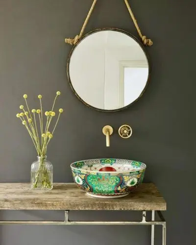 espelho adnet - lavabo clássico com cuba colorida 