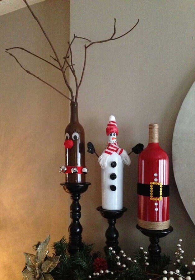 garrafas decoradas natalinas divertidas Foto Pinterest
