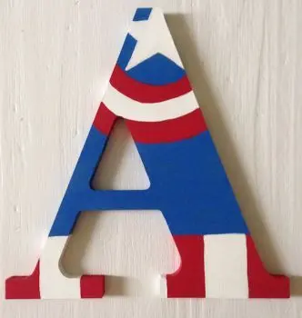 letras decorativas - letra a com desenho de capitão América 