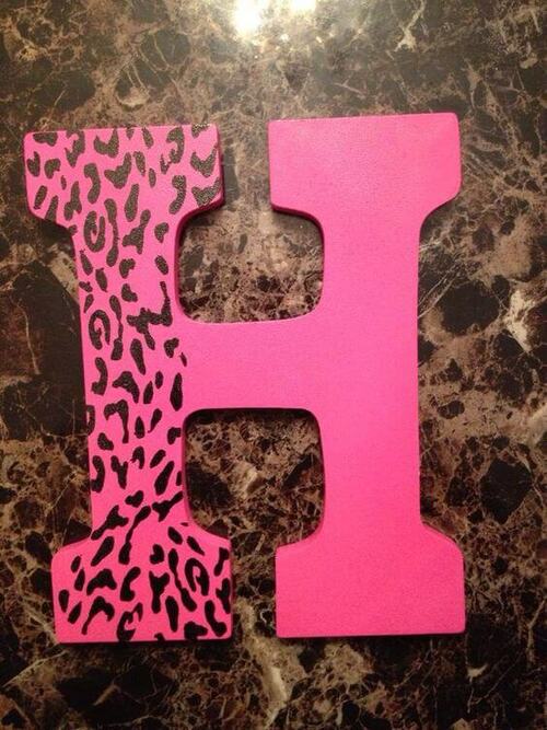 letras decorativas - letra h com animal print 