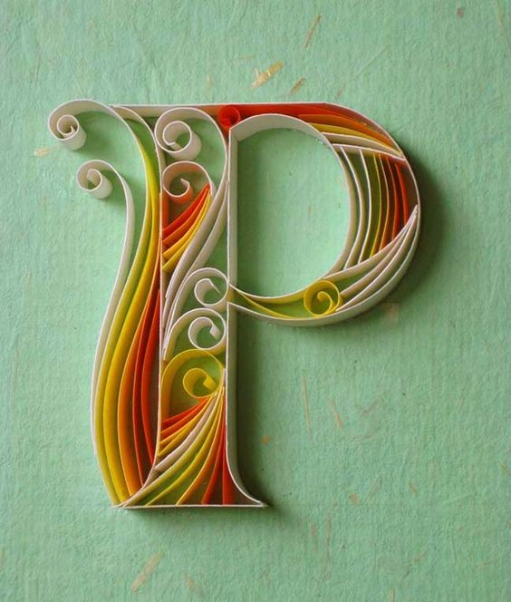 letras decorativas - letra p com detalhes coloridos 