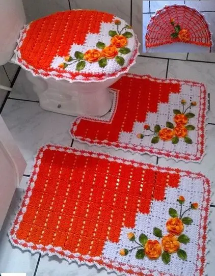 tapete colorido - tapete dual color laranja e branco 