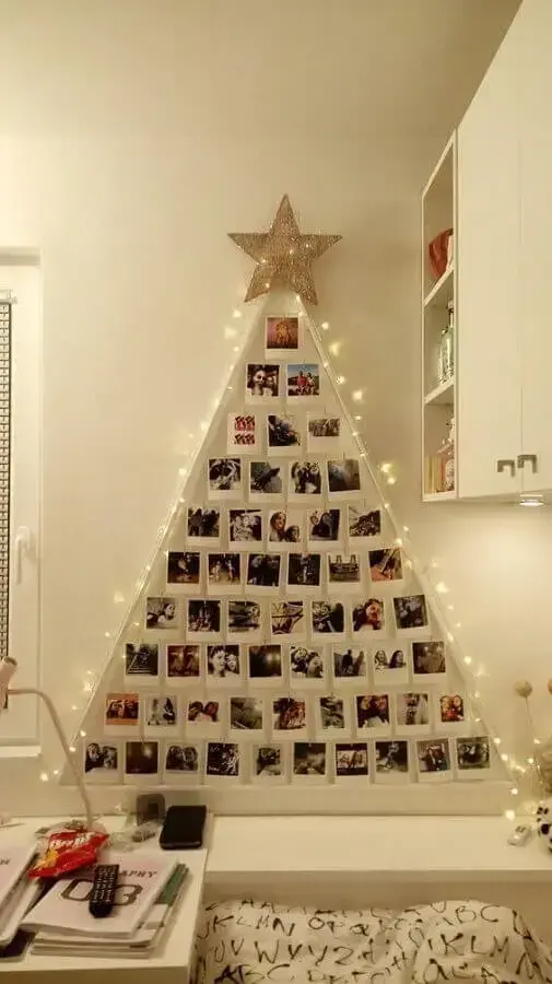 árvore feitas com fotos para decoração de Natal simples Foto Elis Cecilia Blog