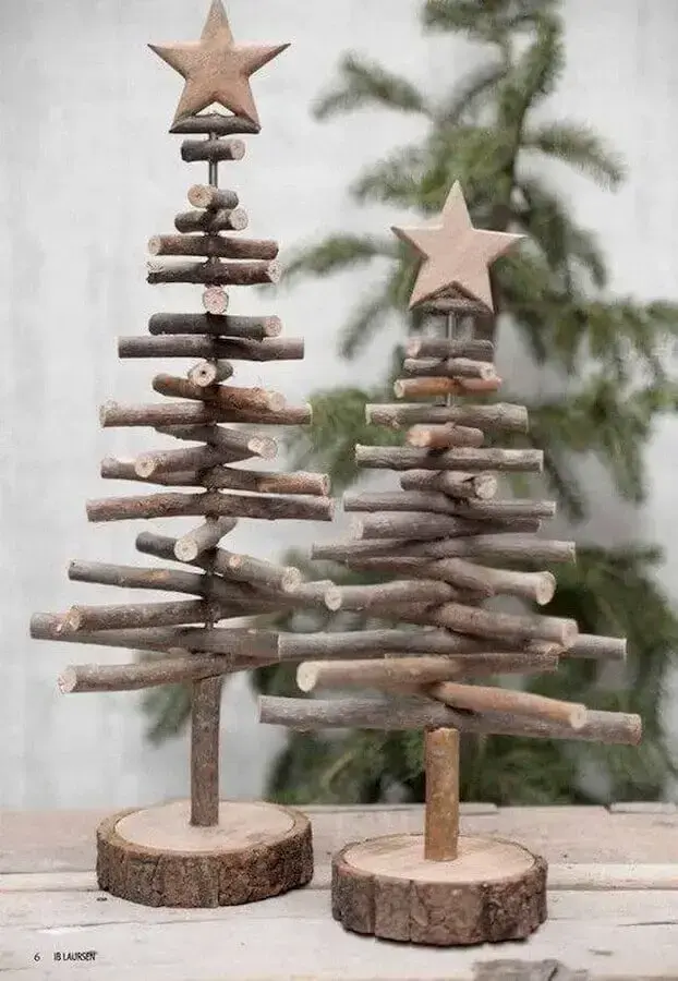 árvore pequena de madeira para decoração natalina simples Foto Pinterest