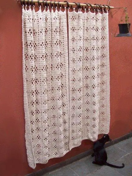 cortina de crochê - cortina branca simples 