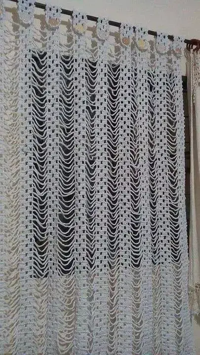 cortina de crochê - cortina de crochê branca simples 