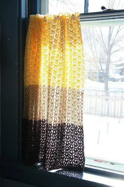 cortina de crochê - cortina de crochê multicolorida 