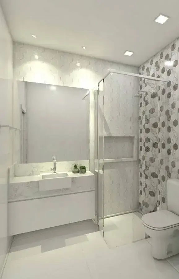 decoração clean para banheiro com mármore branco Foto Pinterest