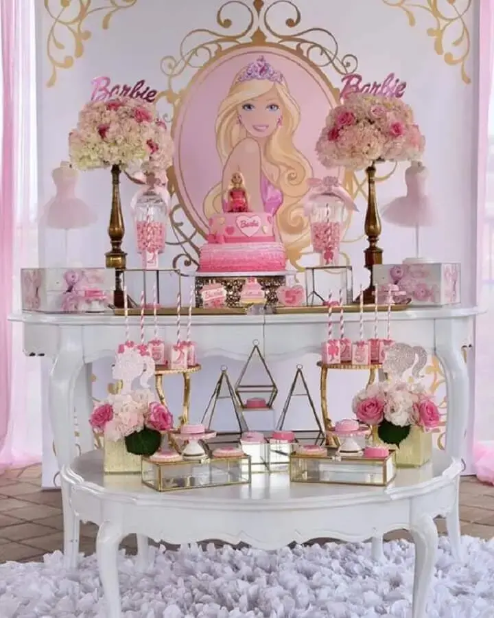 mesa de aniversário decorada festa da barbie Foto Pinterest