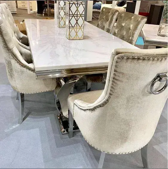 mesa de mármore - mesa de jantar com metal 