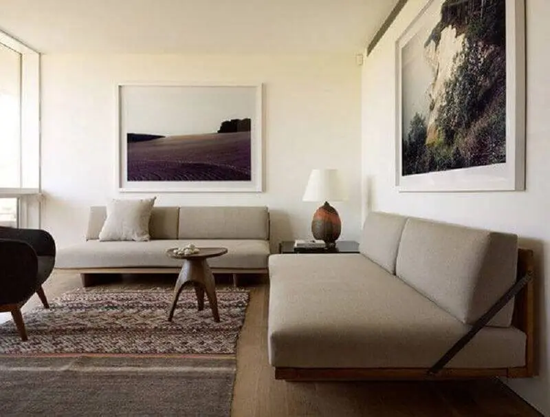 modelo moderno de sofá sem braço com base de madeira Foto Ecce Home