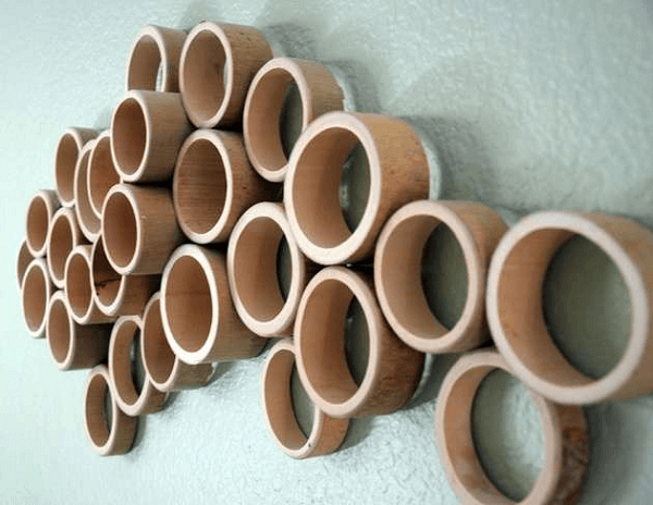 Decore a parede de forma criativa feitas de artesanato com bambu