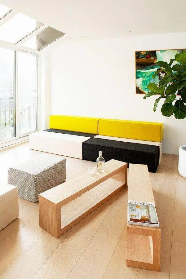 sofá sem braço moderno colorido Foto Archzine
