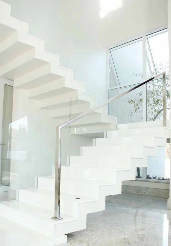 Escada de mármore - escada branca elegante 