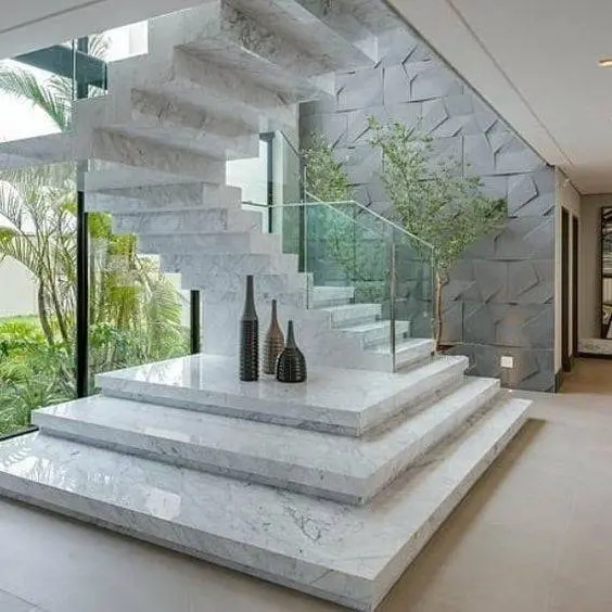 Escada de mármore - escada com degraus grandes 