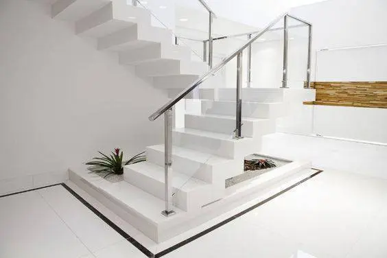 Escada de mármore - escada de mármore branco simples 