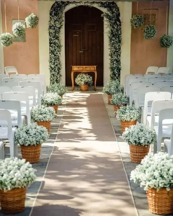 arco de flores para cerimônia de casamento em casa Foto Verde Menta