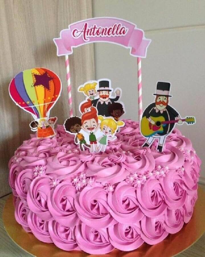 bolo para festa mundo bita rosa simples Foto Festas biz