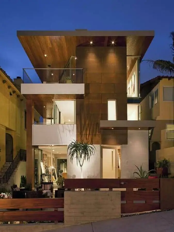 casas lindas e modernas com revestimento de madeira para fachada Foto Tudo Construção