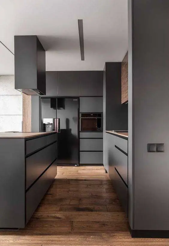 cozinha cinza - cozinha modular com móveis cinza