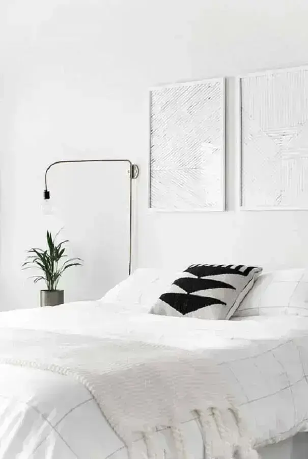 decoração minimalista para quarto todo branco Foto Homey Oh My