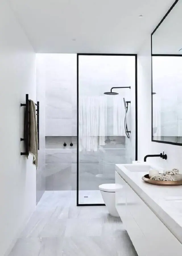 decoração moderna para banheiro branco Foto Eu Capricho