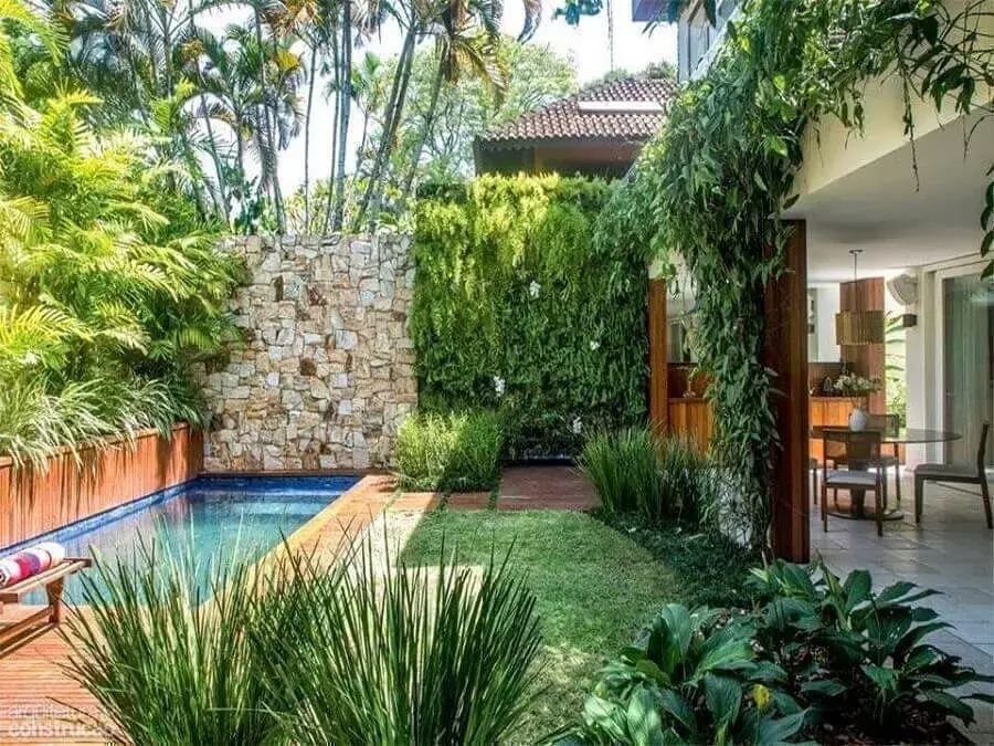 jardim residencial para área gourmet com piscina Foto Detalhes do Céu