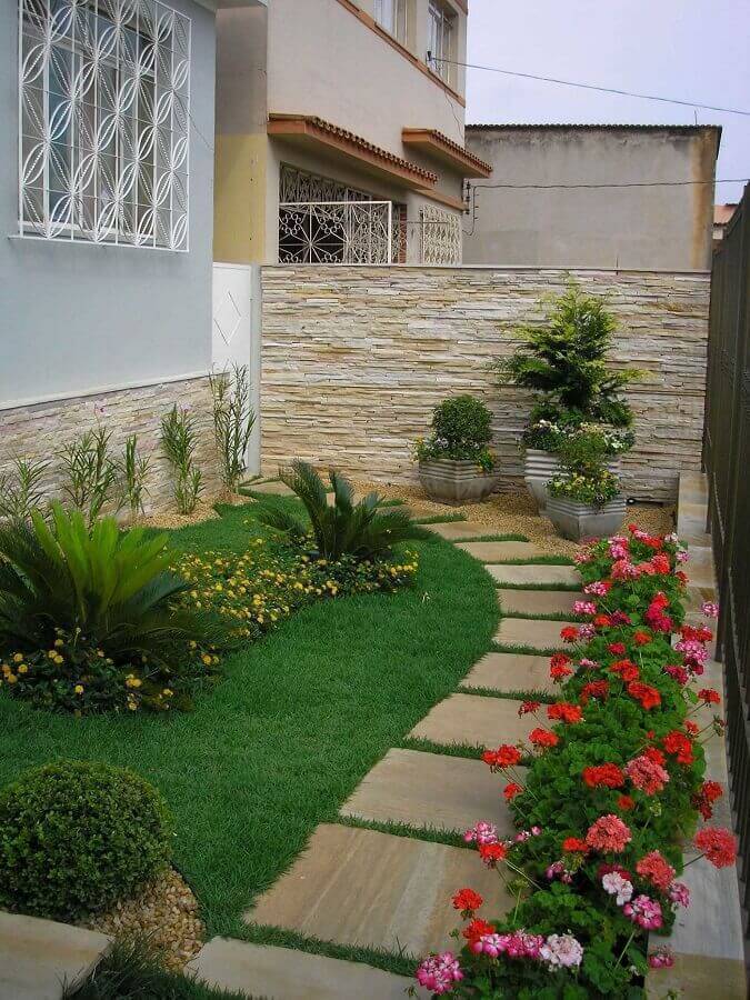 modelo de jardim residencial com flores Foto Pinterest