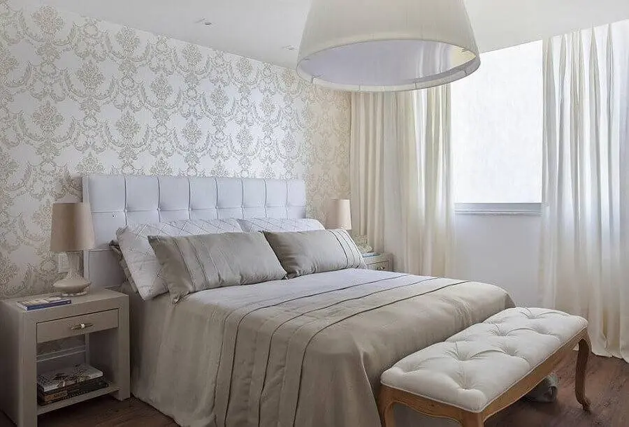 modelos de quarto de casal com decoração clássica todo branco Foto Sthel Fontenelle Arquitetura
