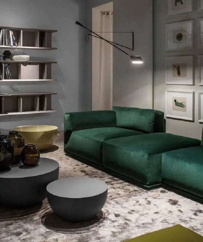sofá verde escuro para sala moderna cinza Foto Architonic