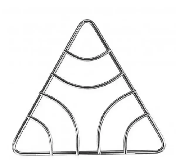 Modelo de descanso de panela inox triangular