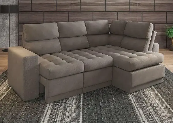 Modelo de sofá de canto retrátil 4 lugares