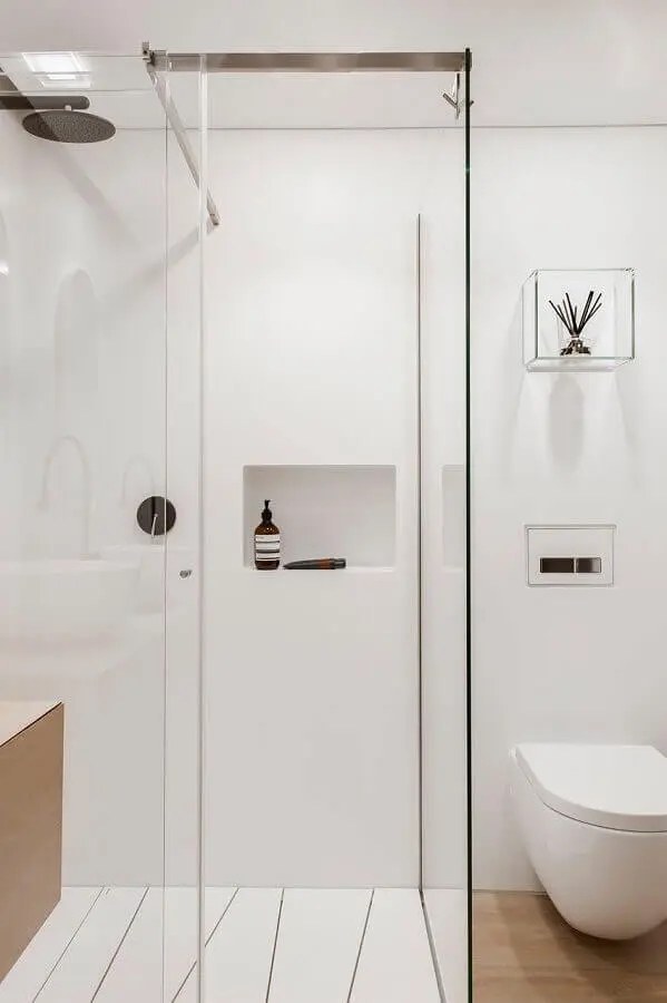 banheiro de apartamento com decoração minimalista Foto Webcomunica