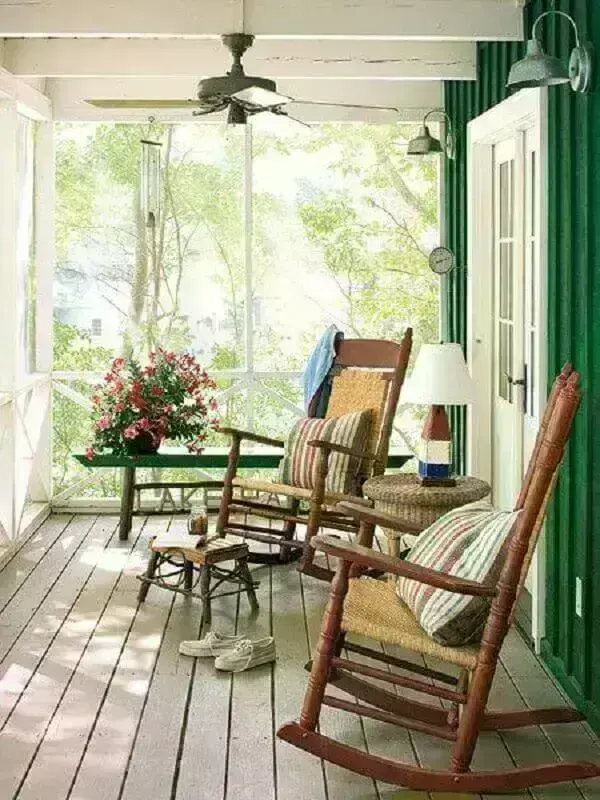 cadeira de balanço para varanda simples Foto Pinterest