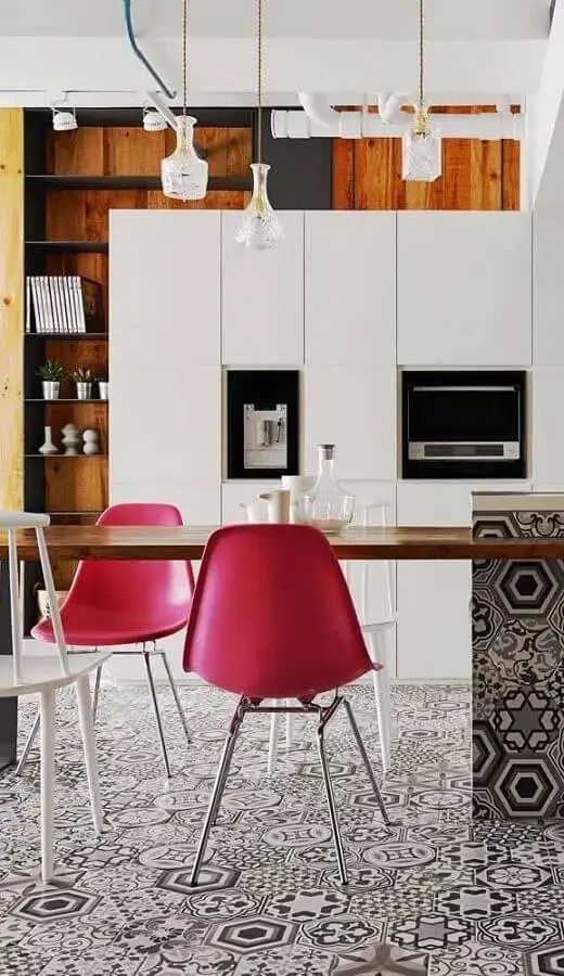 cadeira magenta para decoração de cozinha planejada Foto Home Decor Ideas