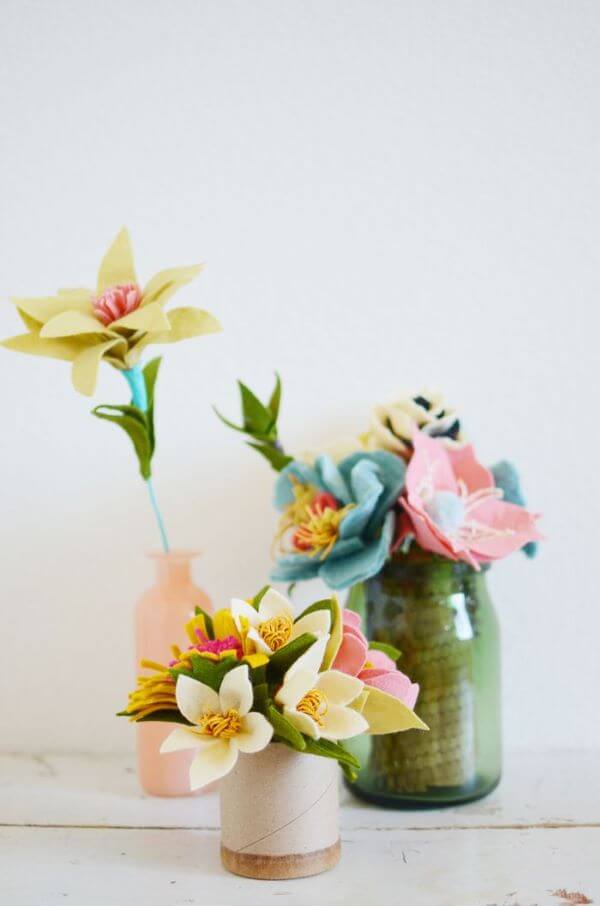 Flores de feltro para decoração