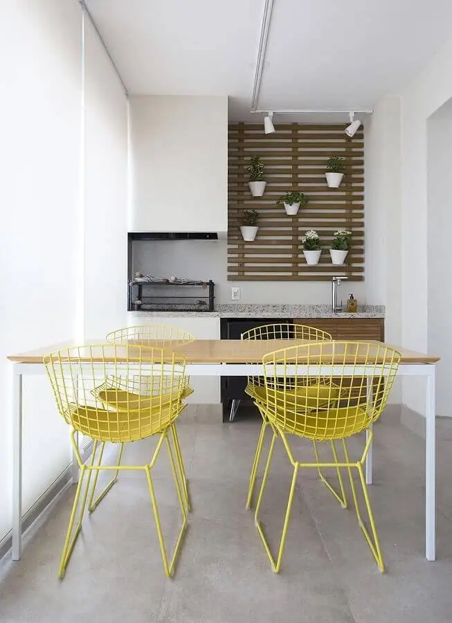 decoração clean com jogo de cadeiras para varanda moderna Foto Decorare