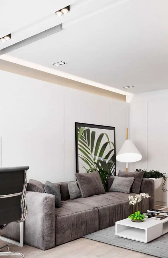 decoração clean com sofá cinza para sala moderna Foto Webcomunica