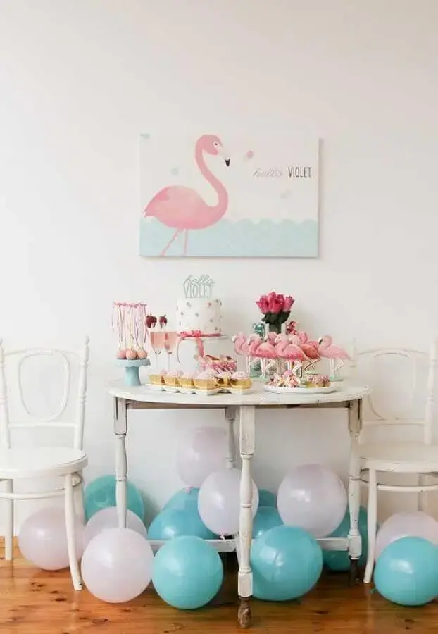 decoração de festas flamingo simples Foto Pinterest