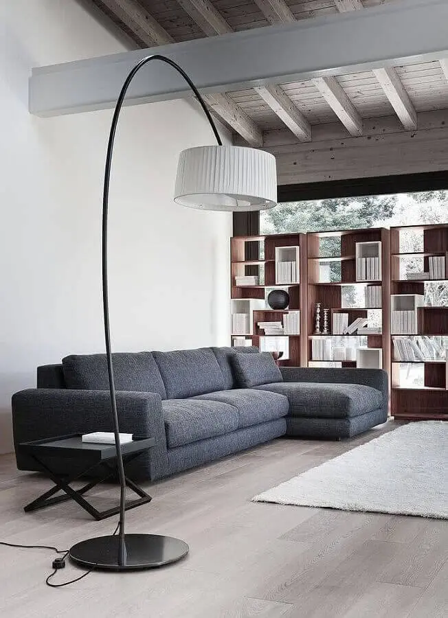 decoração minimalista para sala com sofá com chaise Foto Yandex